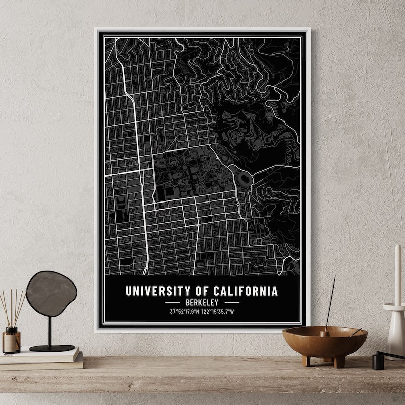 University of California, Berkeley Map Poster | UCB Map Wall Art | University of California, Berkeley Map Print