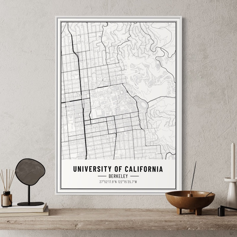 University of California, Berkeley Map Poster | UCB Map Wall Art | University of California, Berkeley Map Print