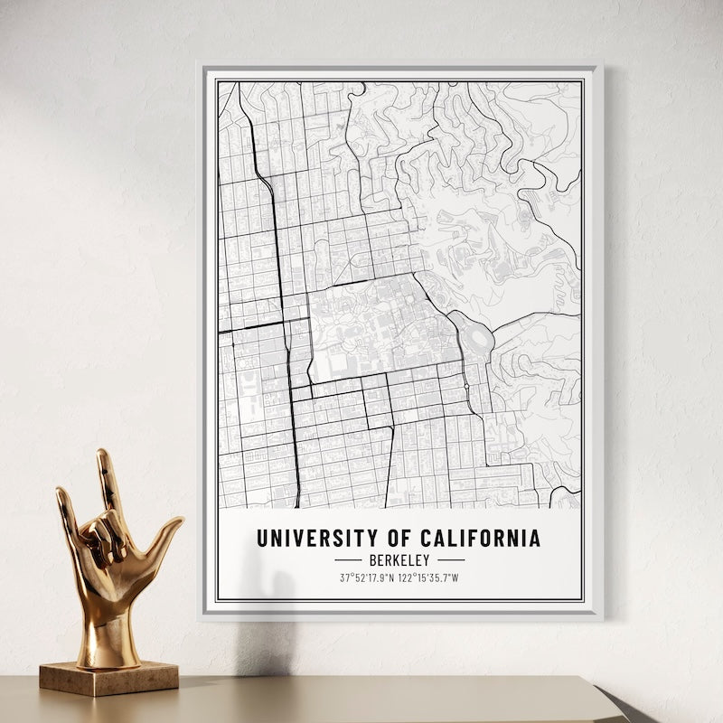 University of California, Berkeley Map Poster | UCB Map Wall Art | University of California, Berkeley Map Print