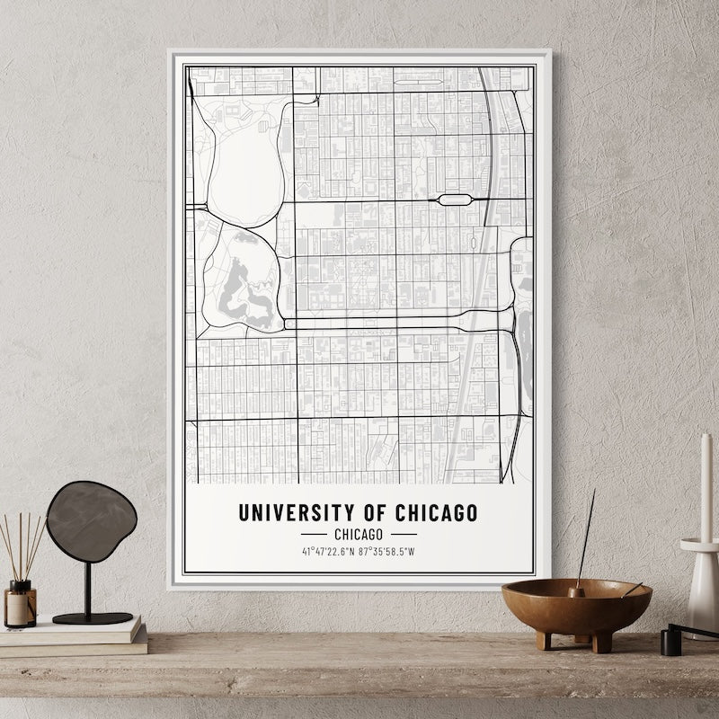 University of Chicago Map Poster | University of Chicago Map Wall Art | University of Chicago Map Print
