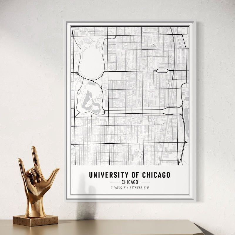 University of Chicago Map Poster | University of Chicago Map Wall Art | University of Chicago Map Print