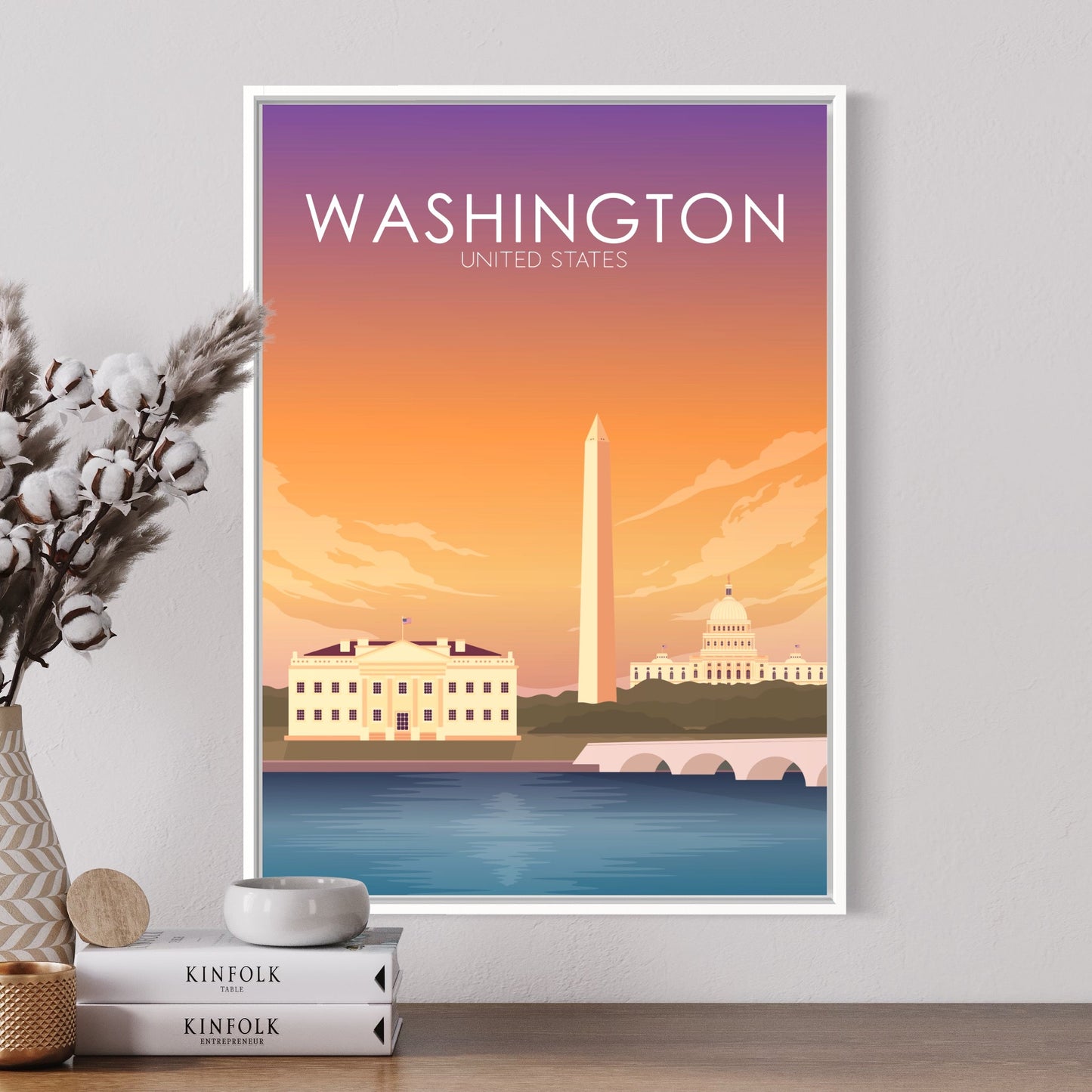 Washington Poster | Washington DC Wall Art | Washington DC Sunset Print