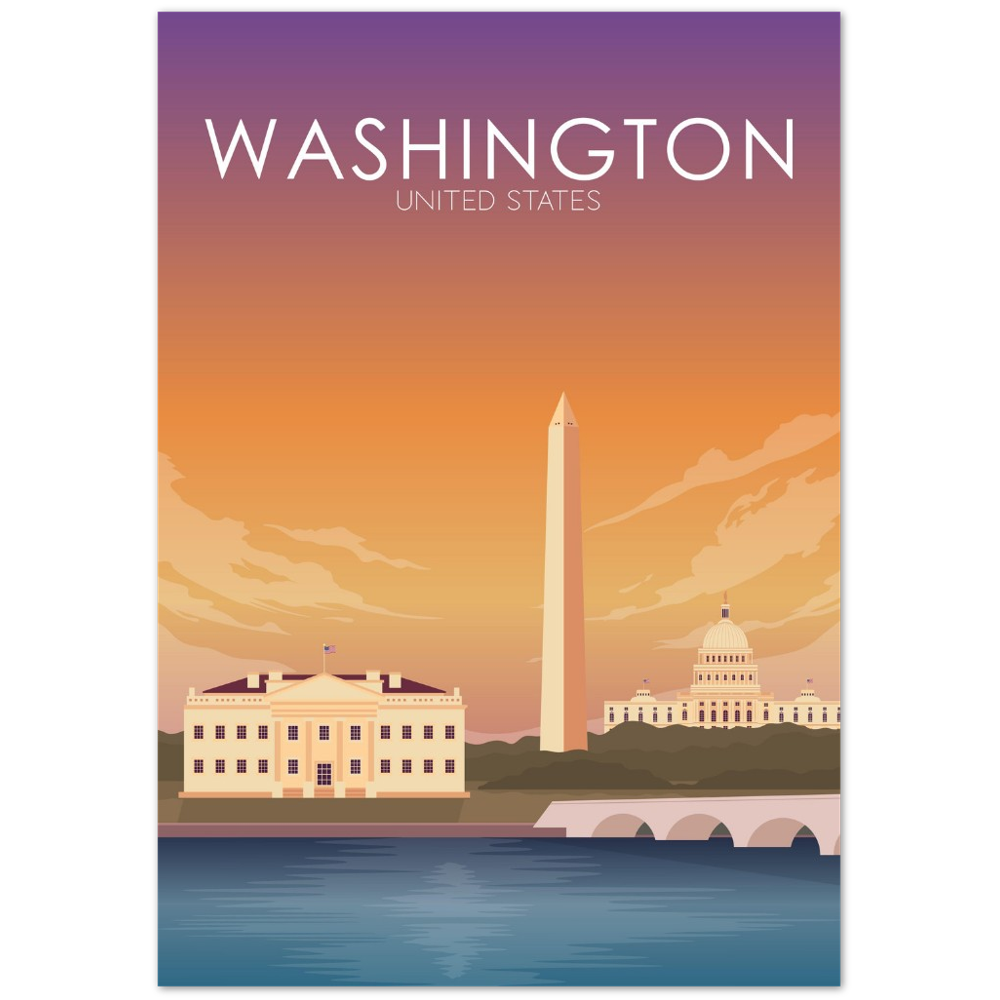 Washington Poster | Washington DC Wall Art | Washington DC Sunset Print