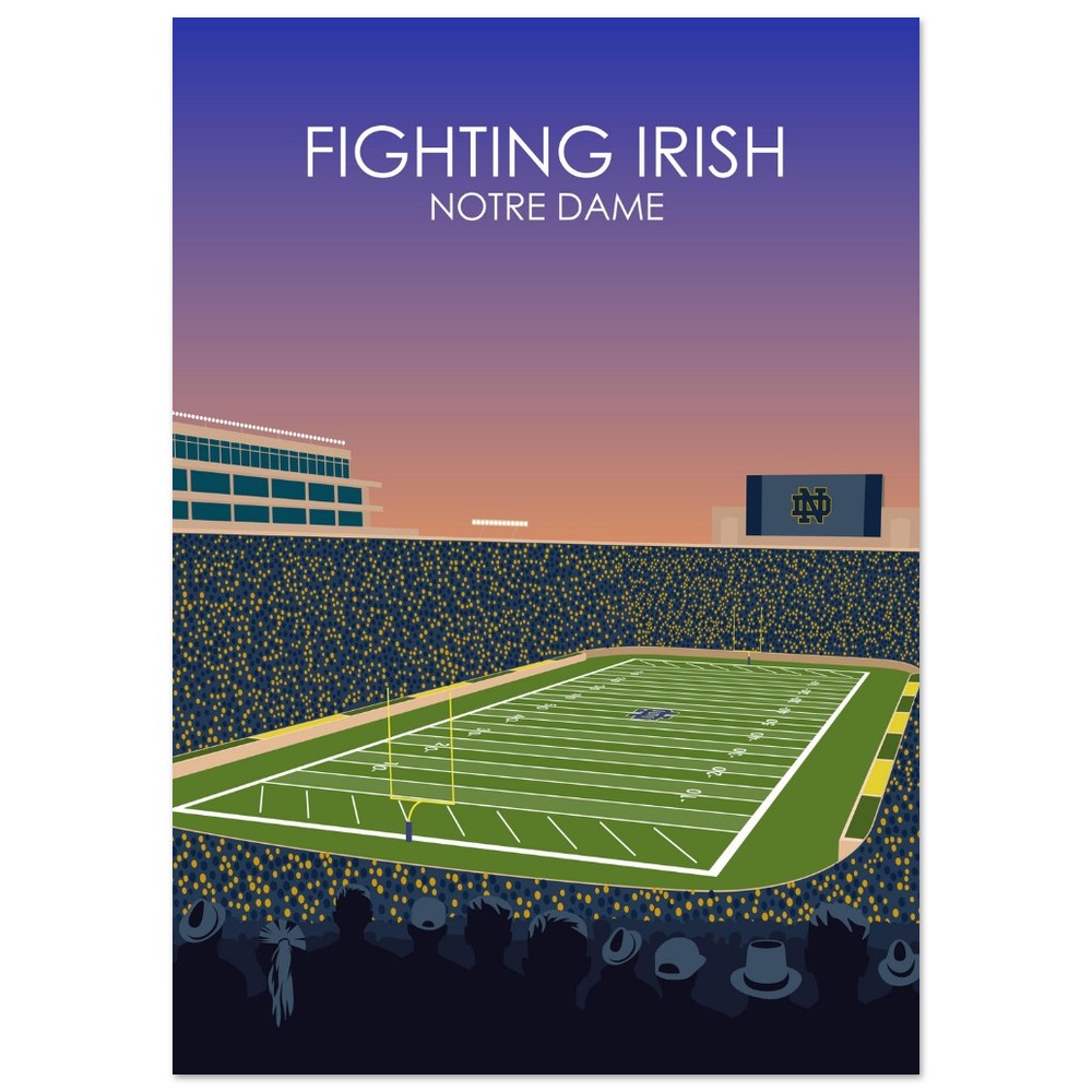 Notre Dame Stadium Poster | University of Notre Dame Fighting Irish College Football Stadium Print