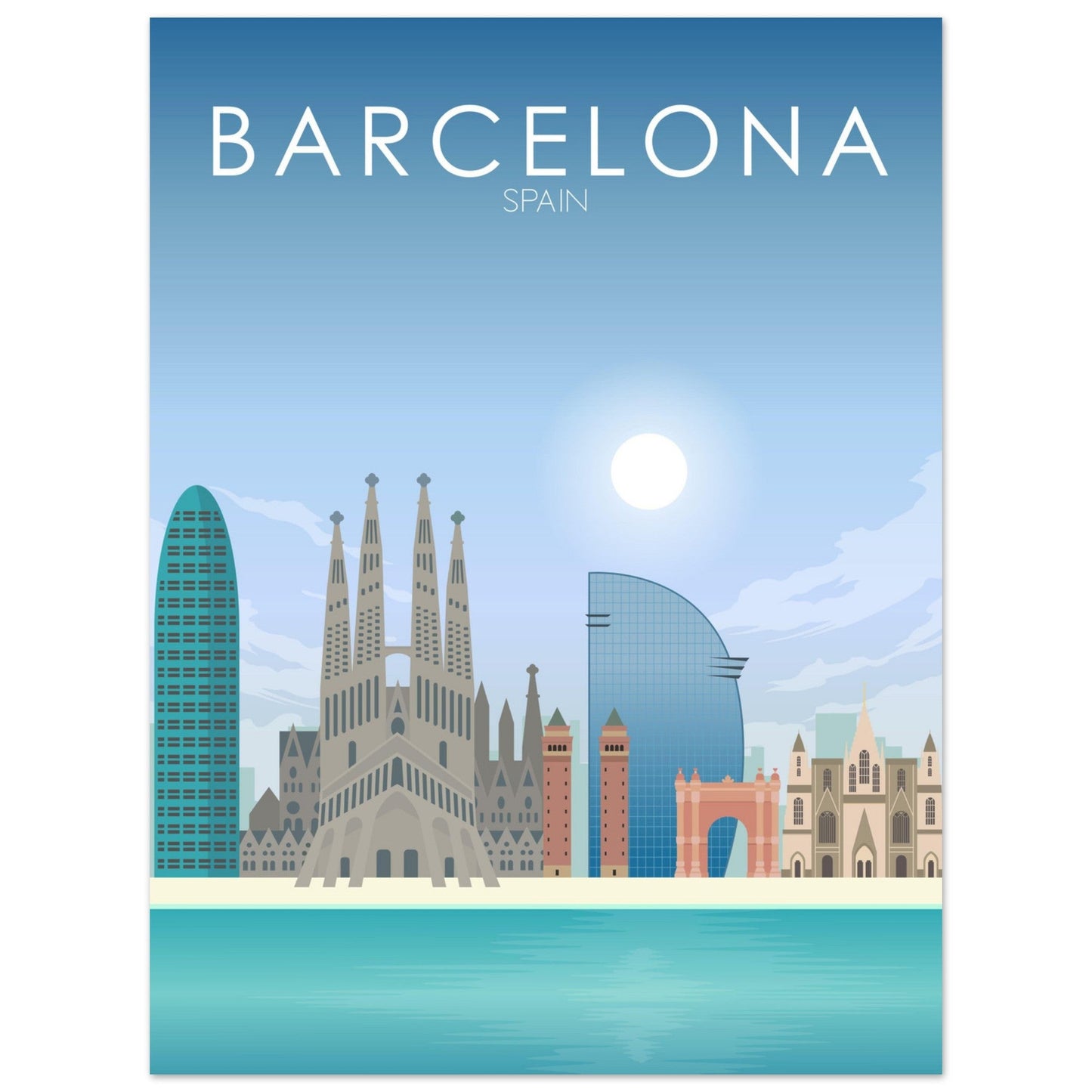 Barcelona Poster | Barcelona Wall Art | Barcelona Daytime Print