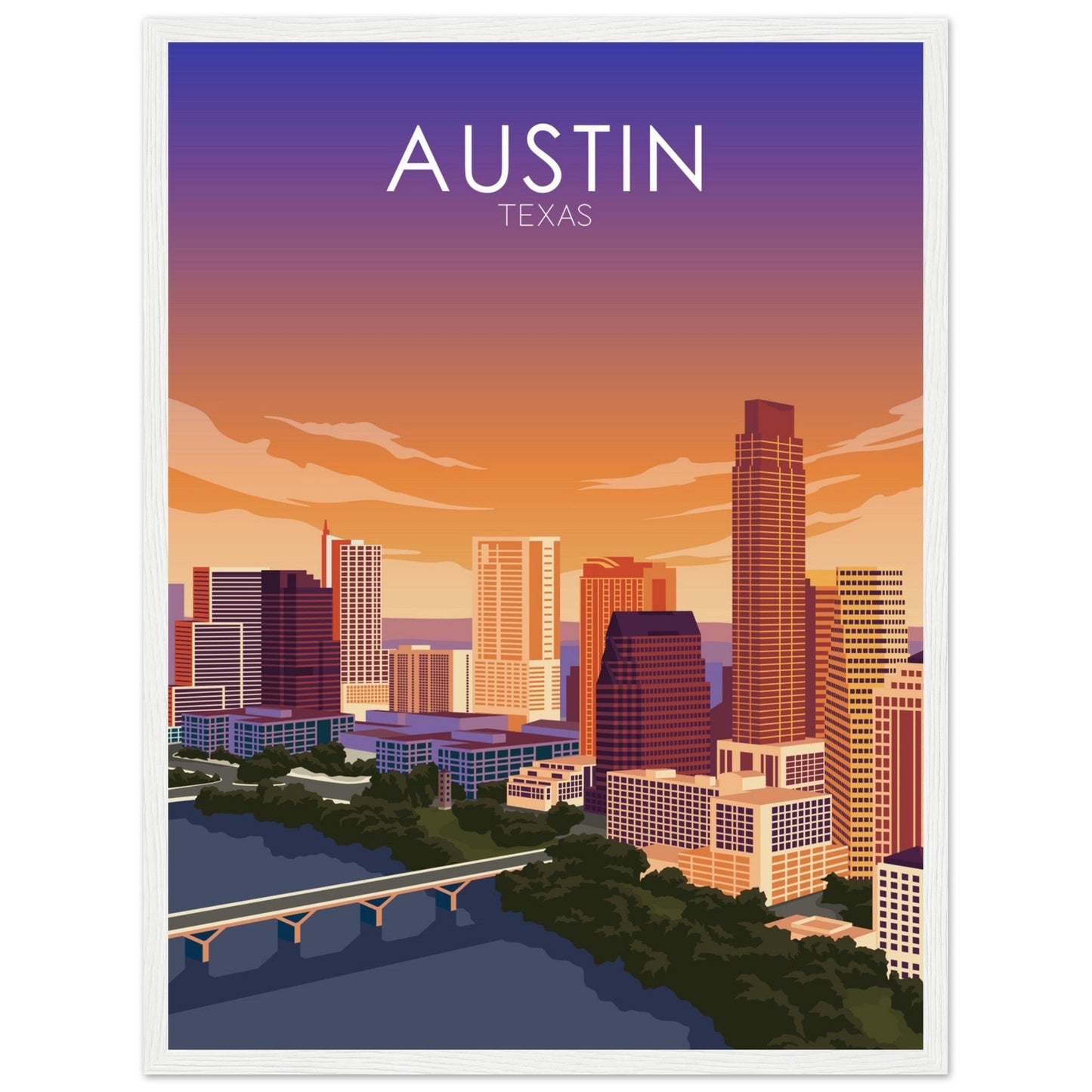 Austin Poster | Austin Wall Art | Austin Sunset Print
