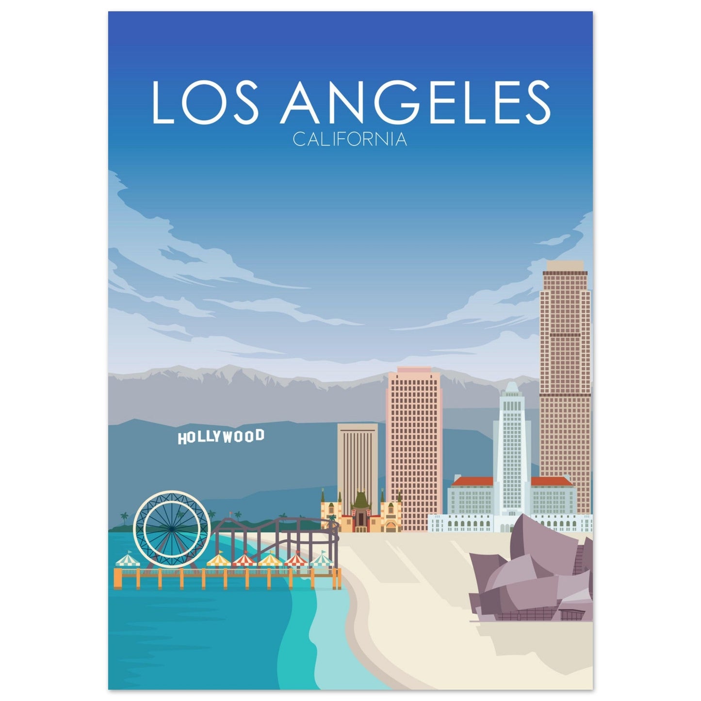 Los Angeles Poster | Los Angeles Wall Art | Los Angeles Daytime Print