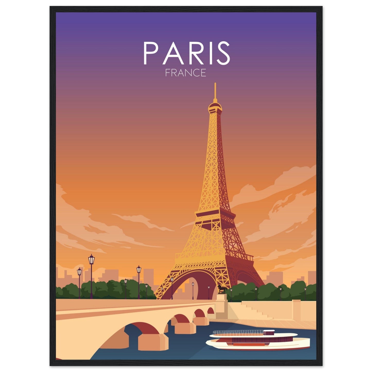 Paris Poster | Paris Wall Art | Paris Sunset Print