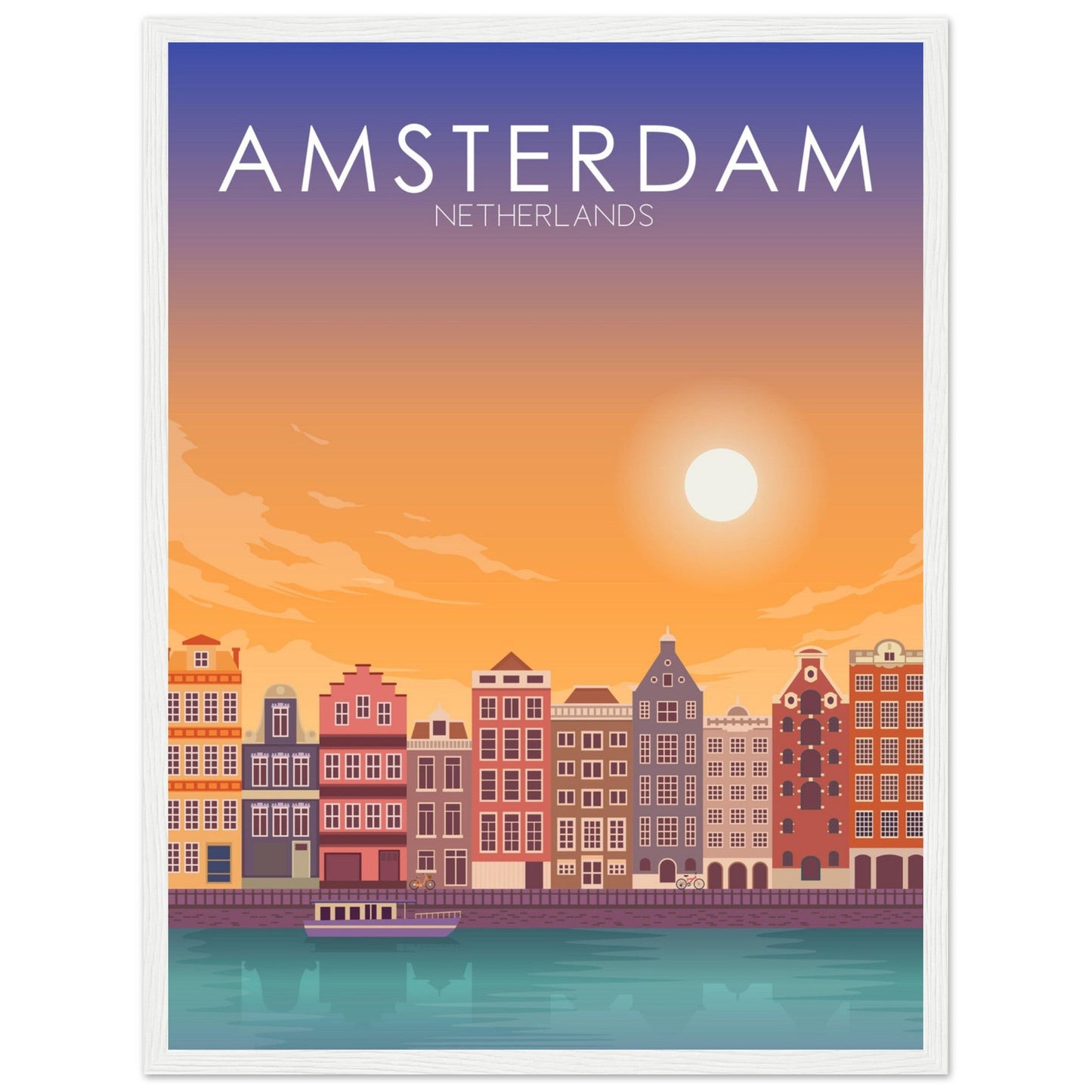 Amsterdam Poster | Amsterdam Wall Art | Amsterdam Sunset Print