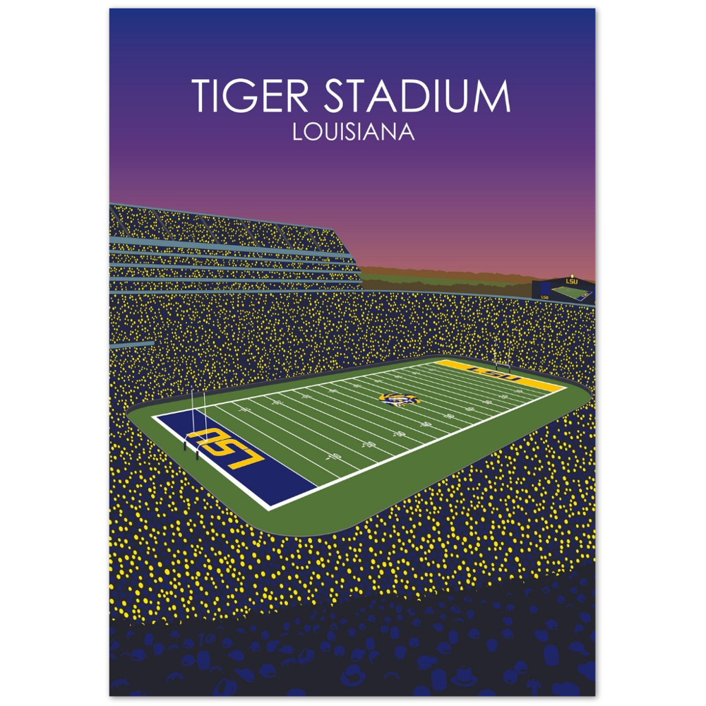 Tiger Stadium Poster | LSU Print | University of Louisiana College Football Stadium Print