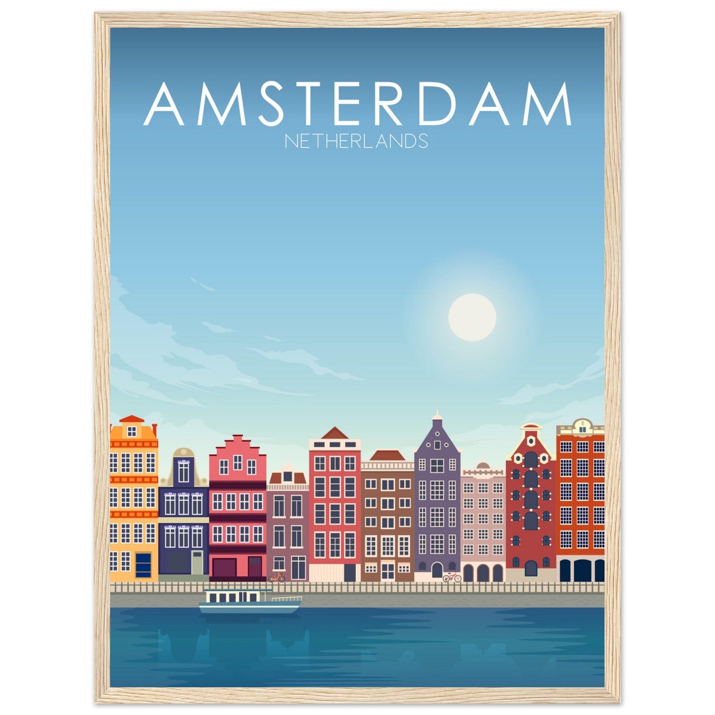 Amsterdam Poster | Amsterdam Wall Art | Amsterdam Daytime Print