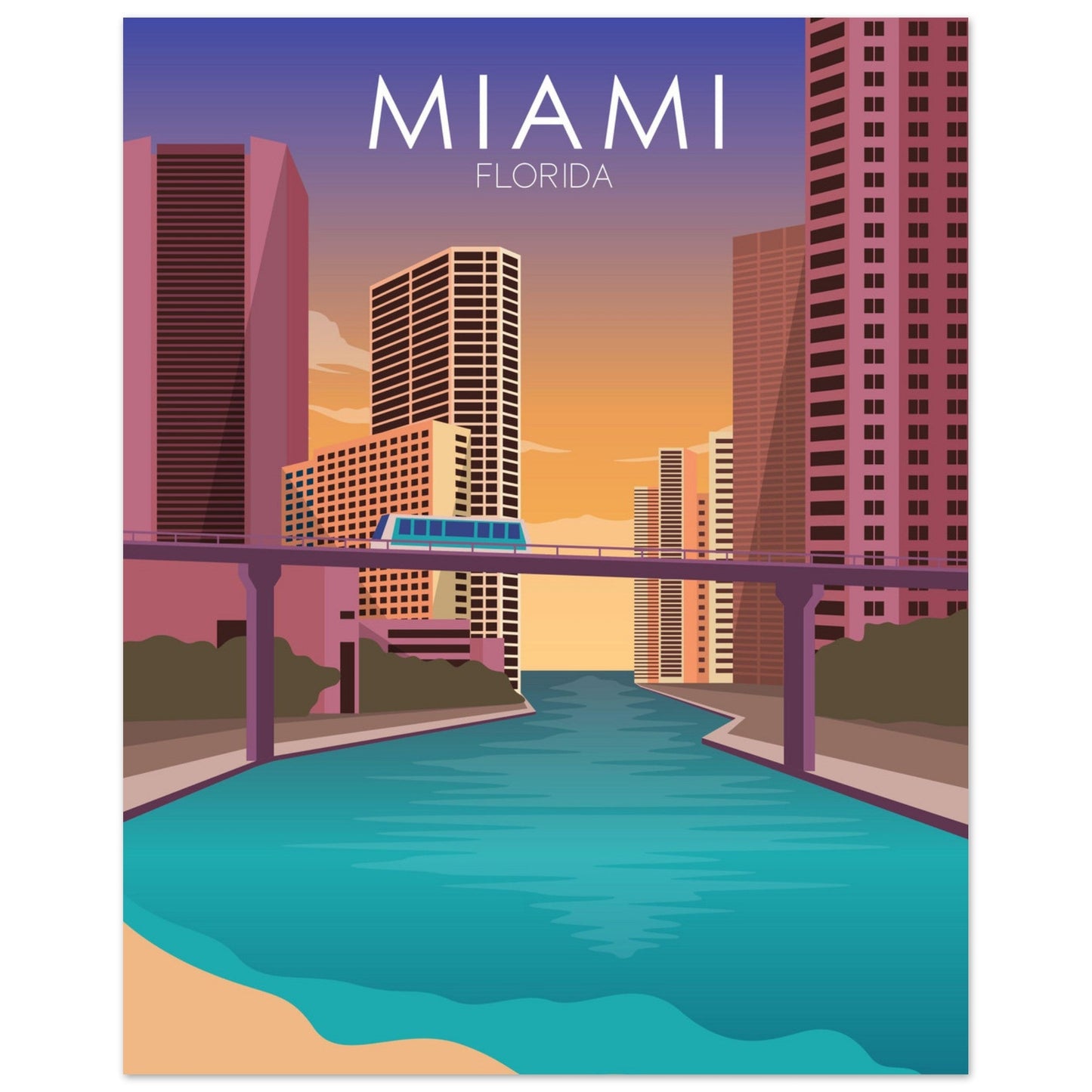Miami Poster | Miami Wall Art | Miami Sunset Print