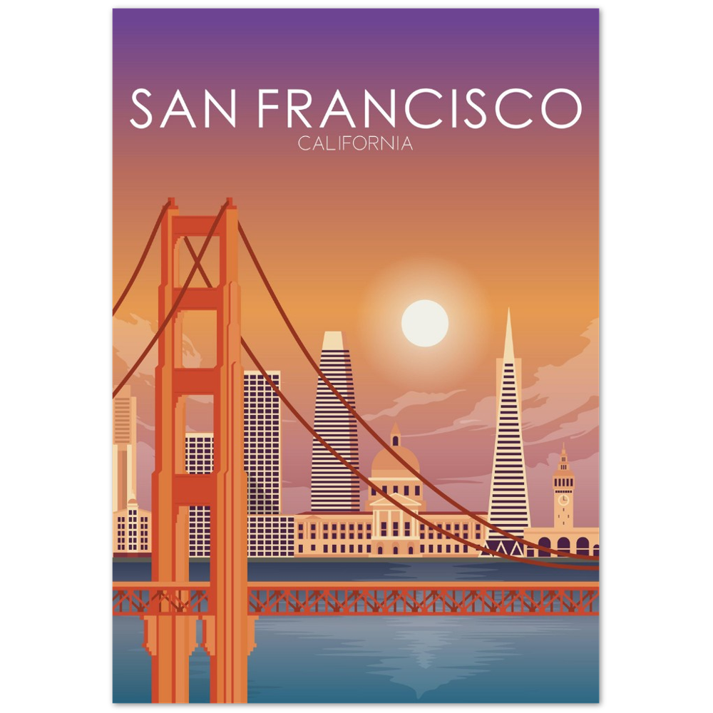 San Francisco Poster | San Francisco Wall Art | San Francisco Sunset Print
