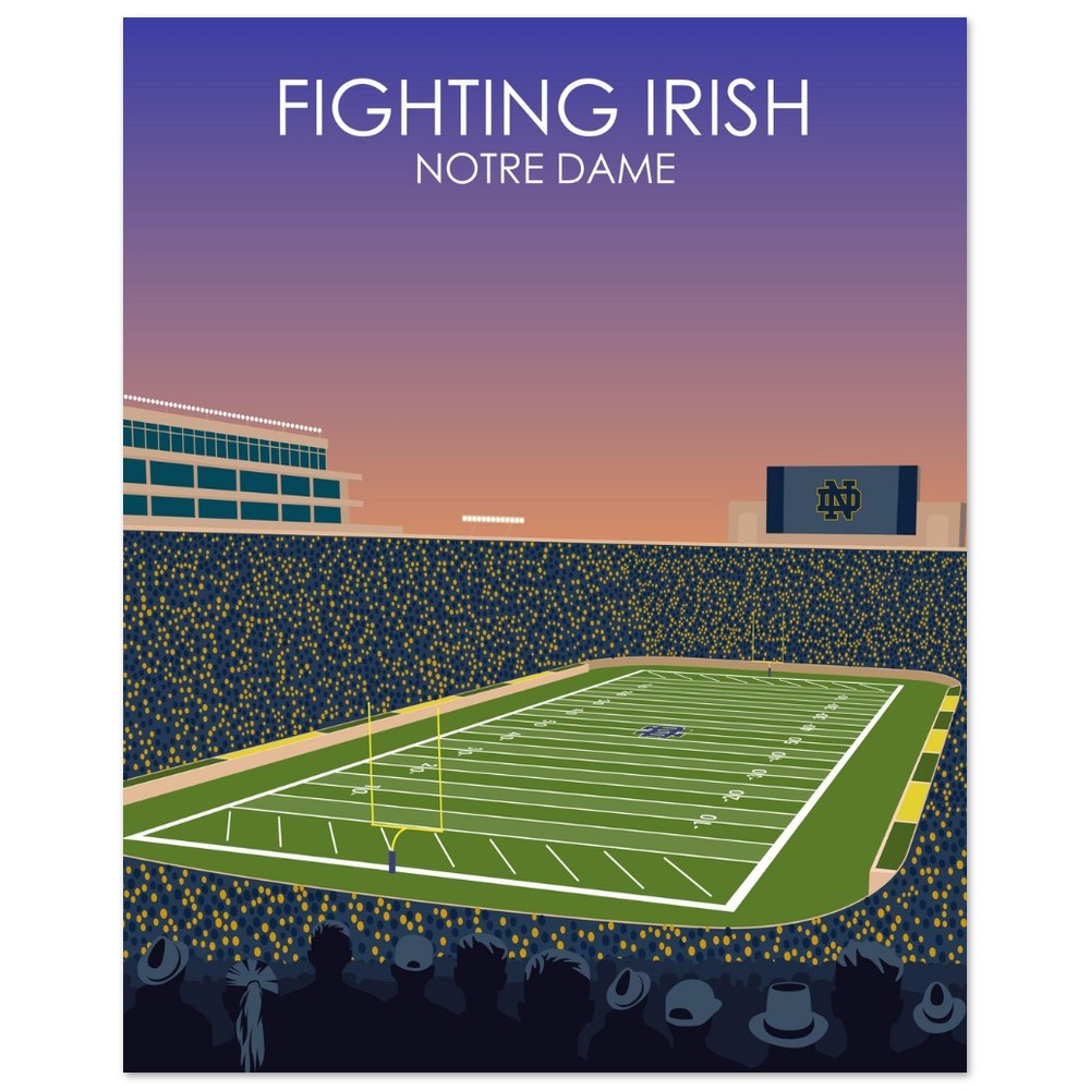 Notre Dame Stadium Poster | University of Notre Dame Fighting Irish College Football Stadium Print