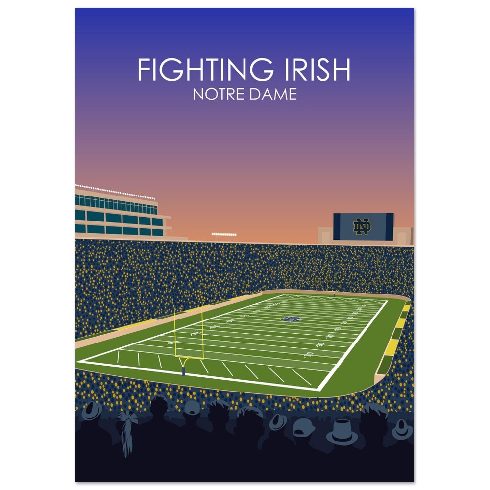 Notre Dame Stadium Poster | University of Notre Dame Fighting Irish College Football Stadium Print