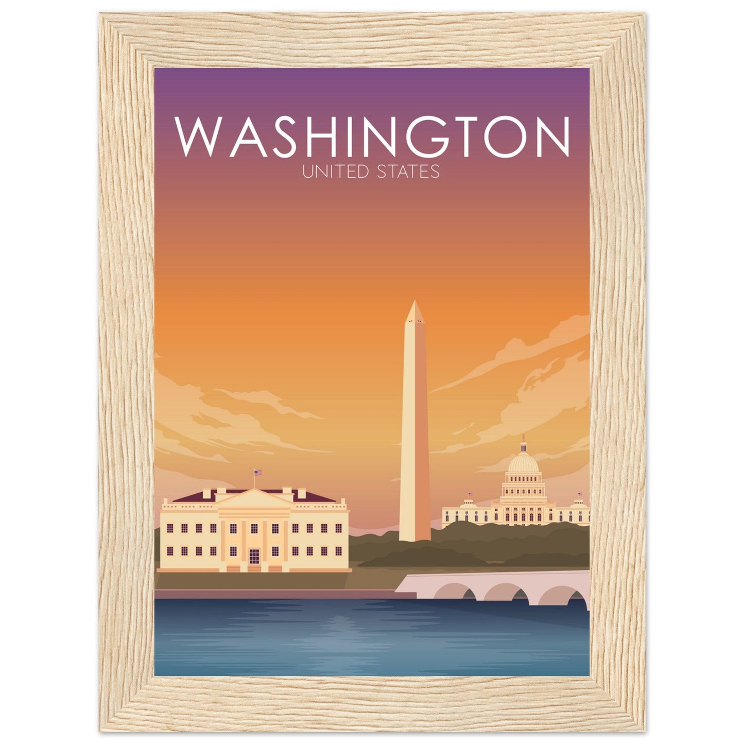 Washington Poster | Washington DC Wall Art | Washington DC Sunset Print