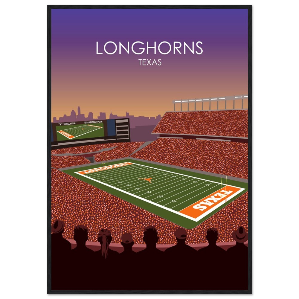 Darrell K Royal Memorial Stadium Poster | University of Texas Longhorns College Football Stadium Print
