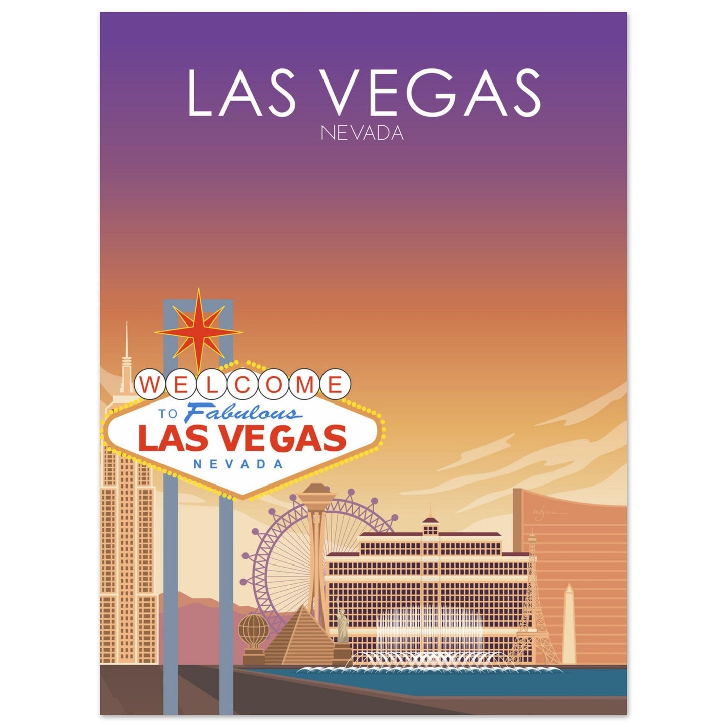 Las Vegas Poster | Las Vegas Wall Art | Las Vegas Sunset Print