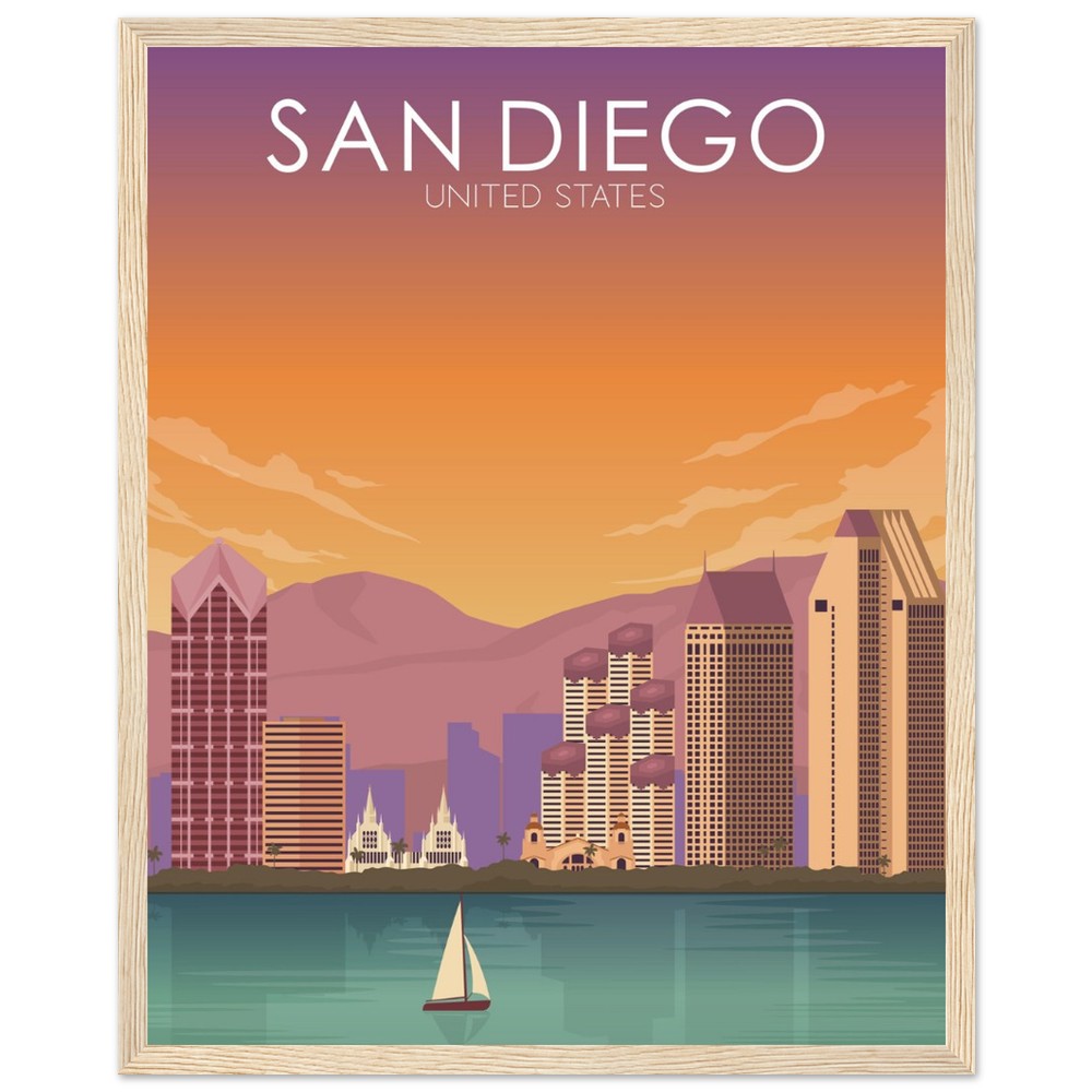 San Diego Poster | San Diego Wall Art | San Diego Sunset Print
