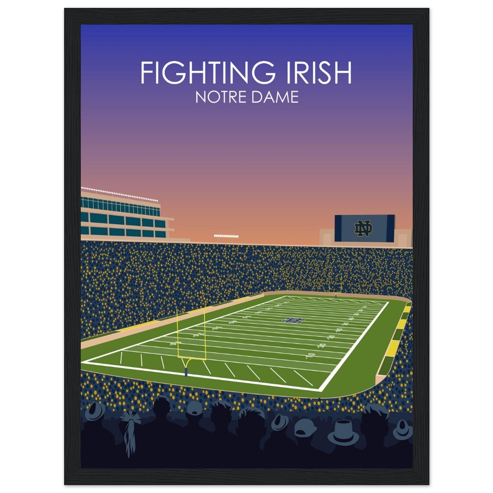 Notre Dame Stadium Poster | University of Notre Dame Fighting Irish College Football Stadium Print