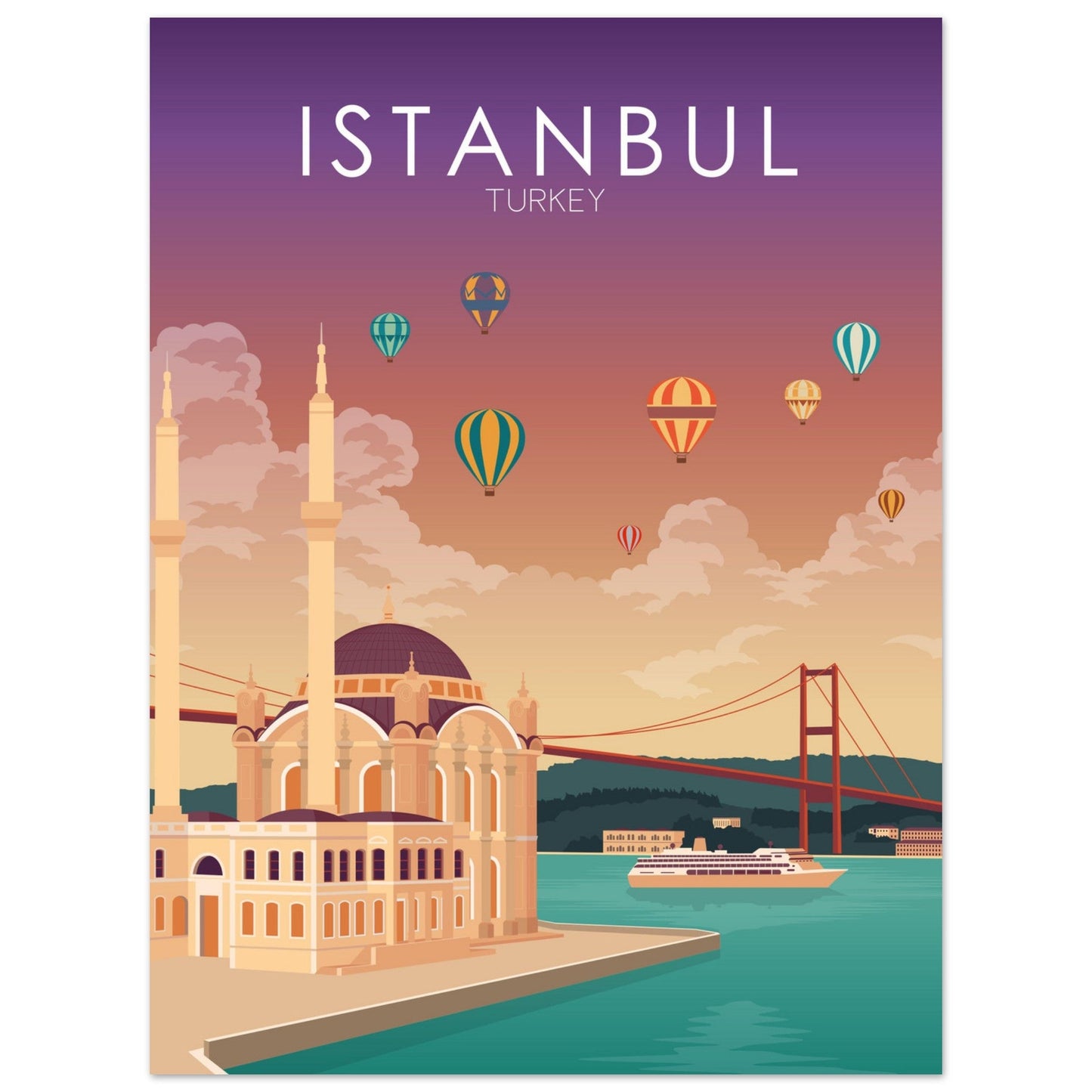 Istanbul Poster | Istanbul Wall Art | Istanbul Sunset Print