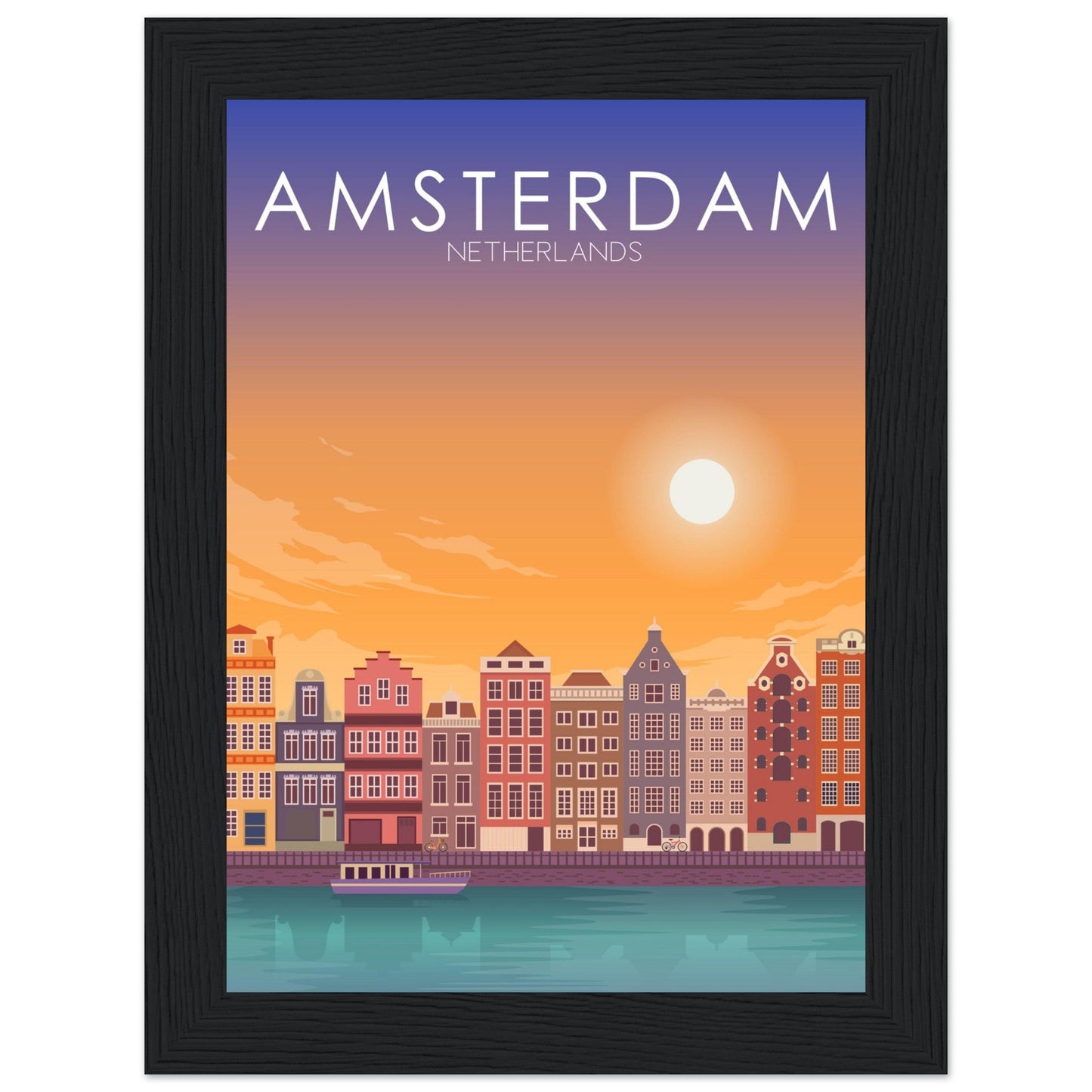 Amsterdam Poster | Amsterdam Wall Art | Amsterdam Sunset Print