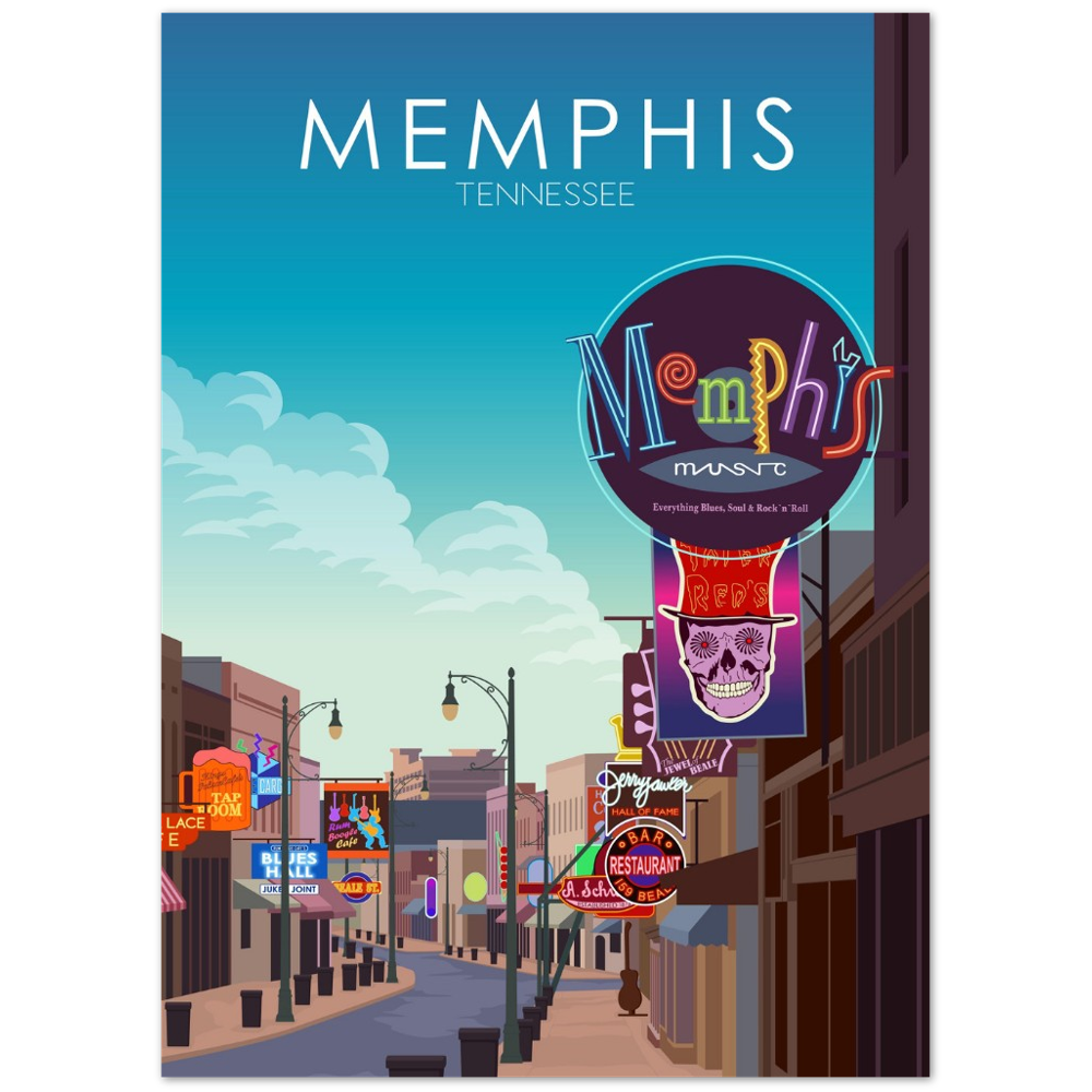 Memphis Poster | Memphis Wall Art | Memphis Daytime Print
