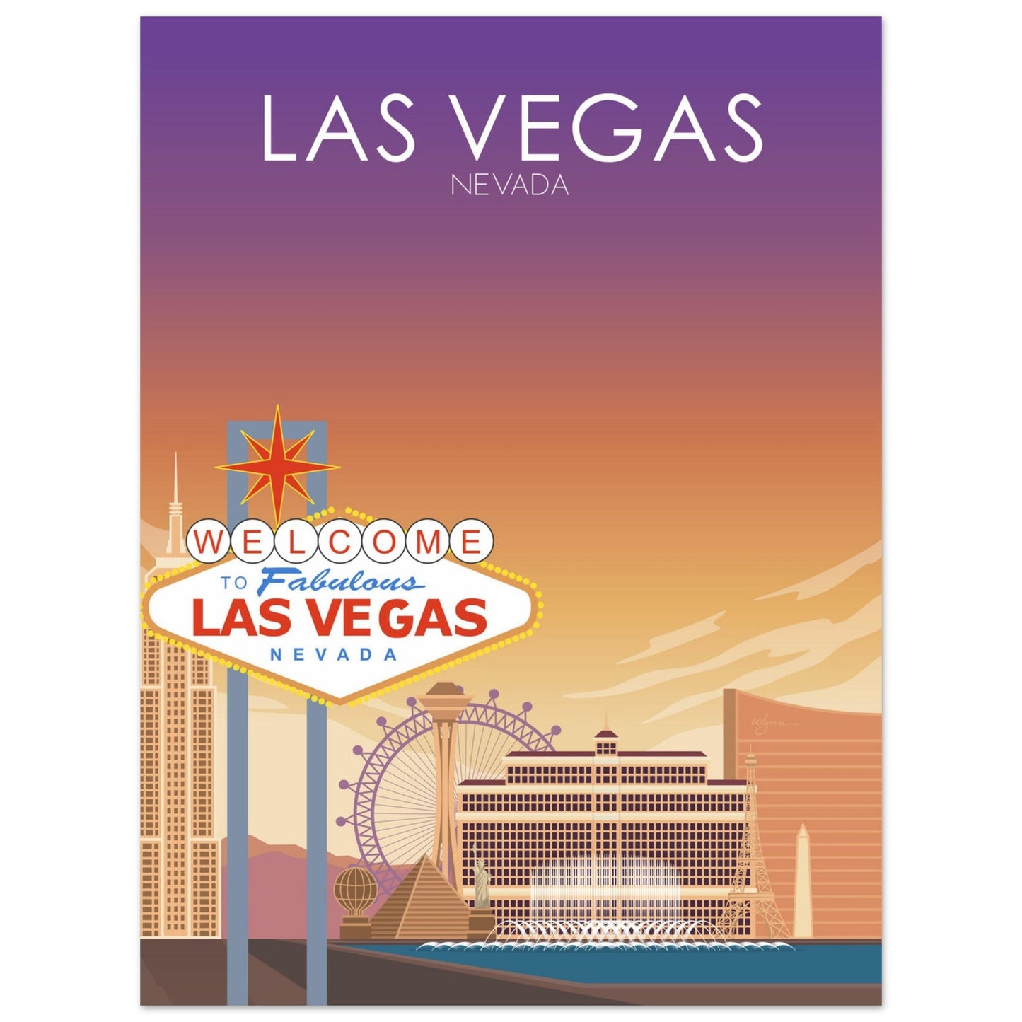 Las Vegas Poster | Las Vegas Wall Art | Las Vegas Sunset Print