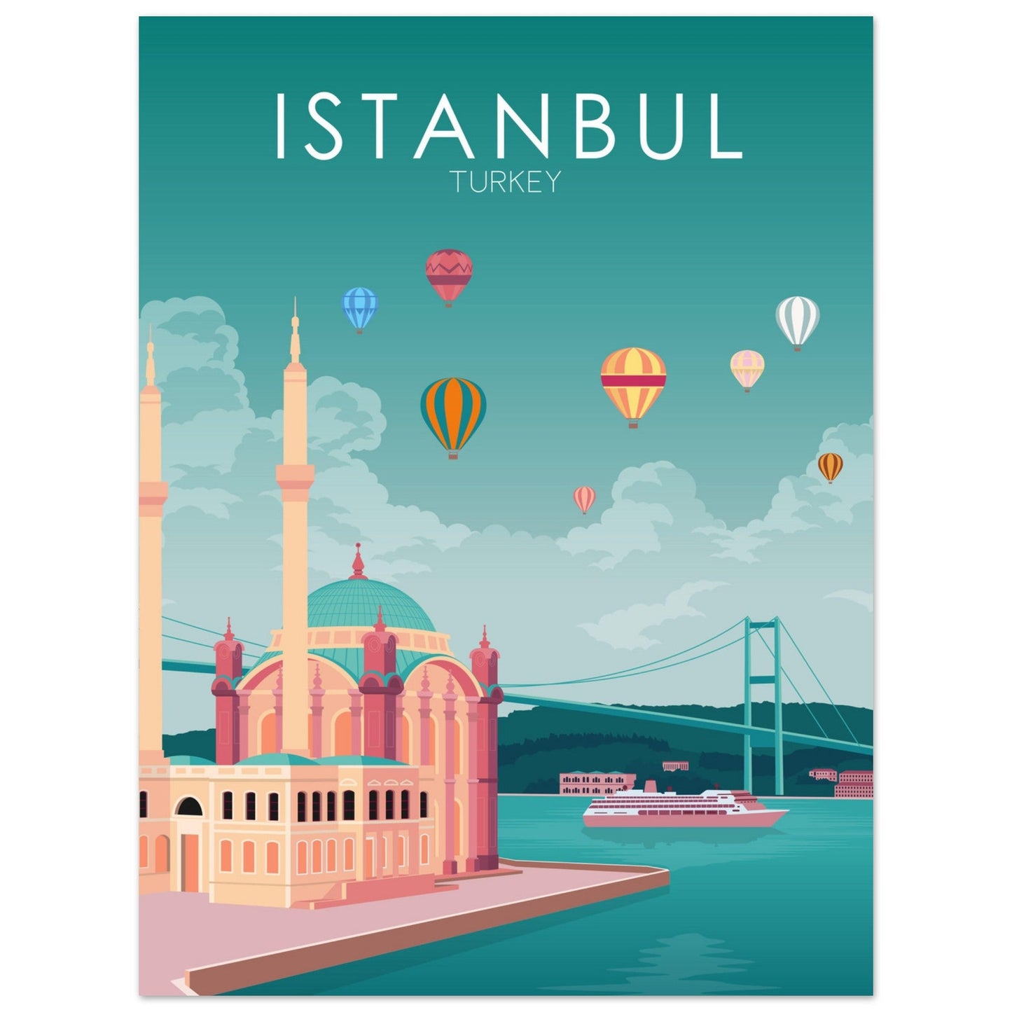 Istanbul Poster | Istanbul Wall Art | Istanbul Pastel Print