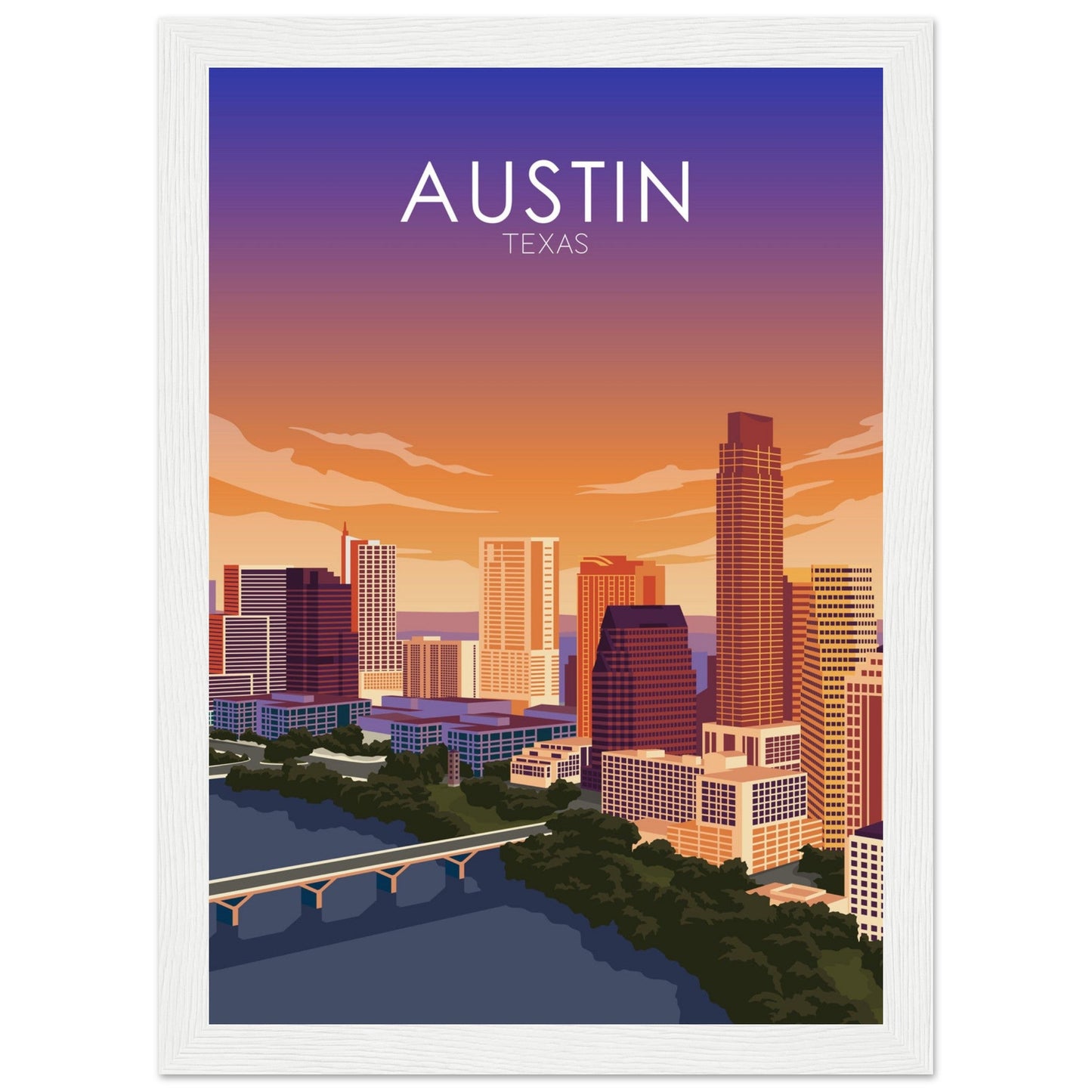 Austin Poster | Austin Wall Art | Austin Sunset Print