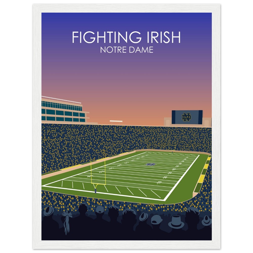 Notre Dame Stadium Poster | University of Notre Dame Fighting Irish College Football Stadium Print