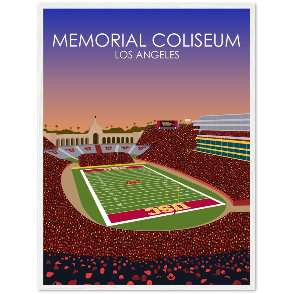United Airlines Field at Los Angeles Memorial Coliseum Poster | USC Print | University of Southern California Football Stadium Print