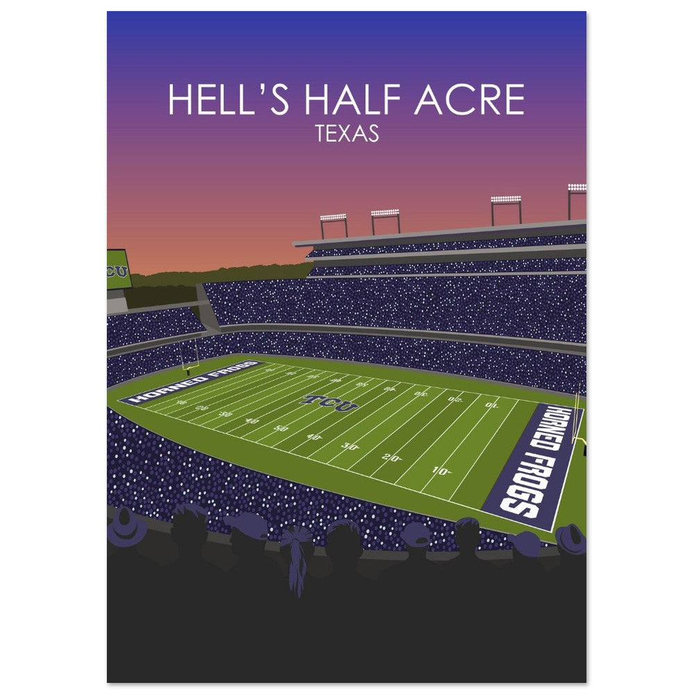 Hell's Half Acre Poster | Amon G. Carter Stadium Poster | University of TSU Horned frogs College Football Stadium Print