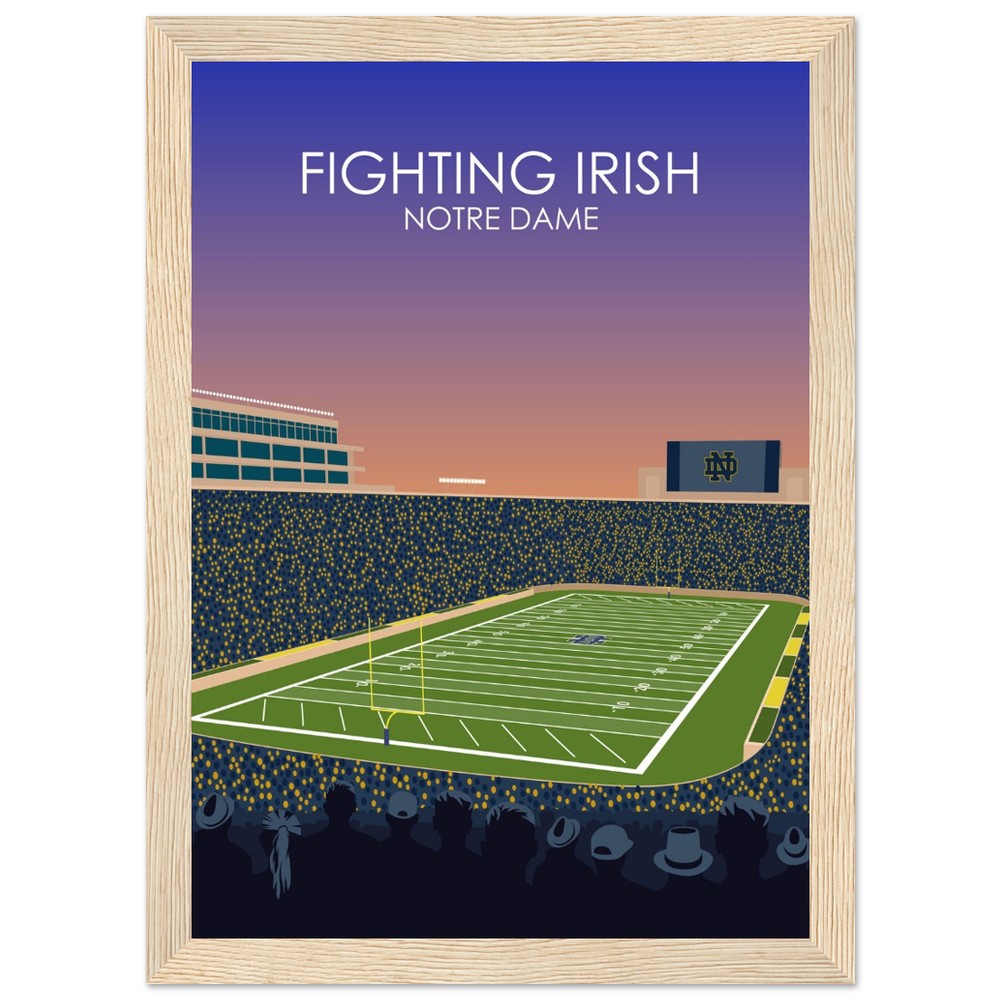 Notre Dame Stadium Poster | University of Notre Dame Fighting Irish College Football Stadium Print