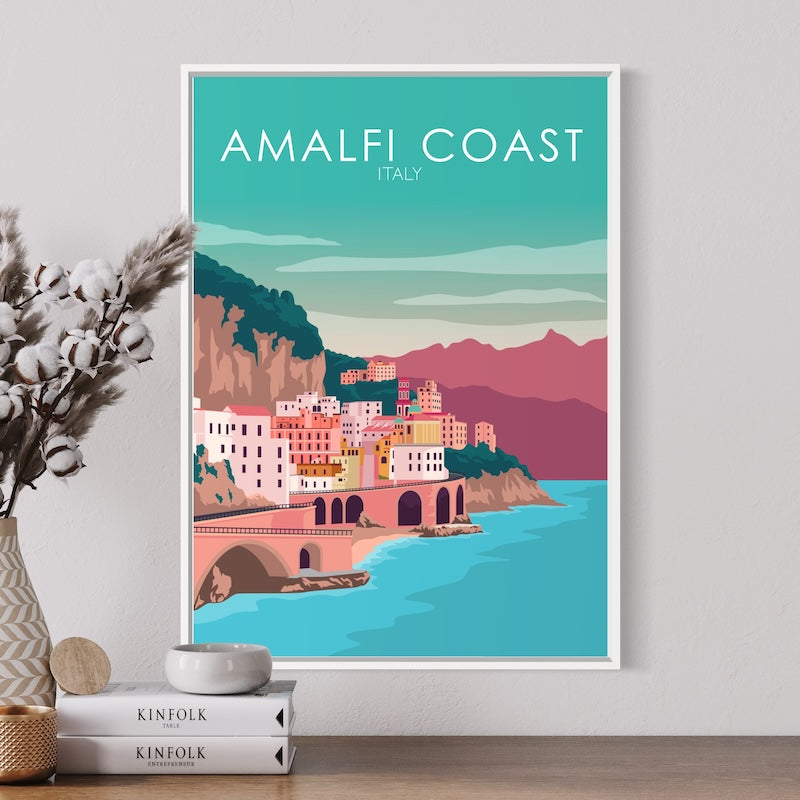 Amalfi Coast Pastel Poster | Amalfi Coast Pastel Print | Amalfi Coast Pastel Wall Art