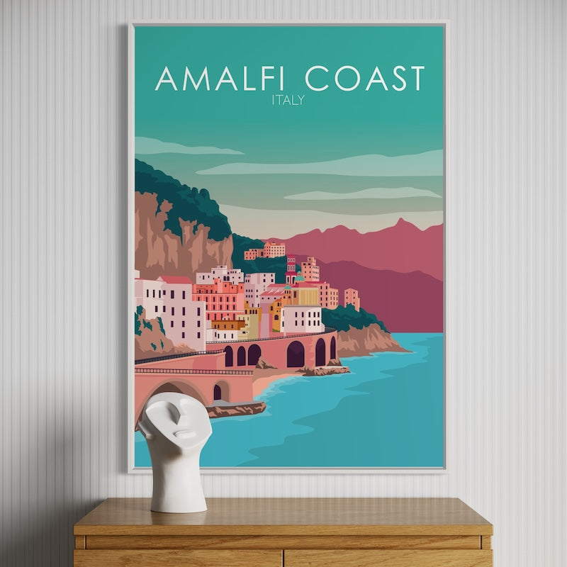 Amalfi Coast Pastel Poster | Amalfi Coast Pastel Print | Amalfi Coast Pastel Wall Art
