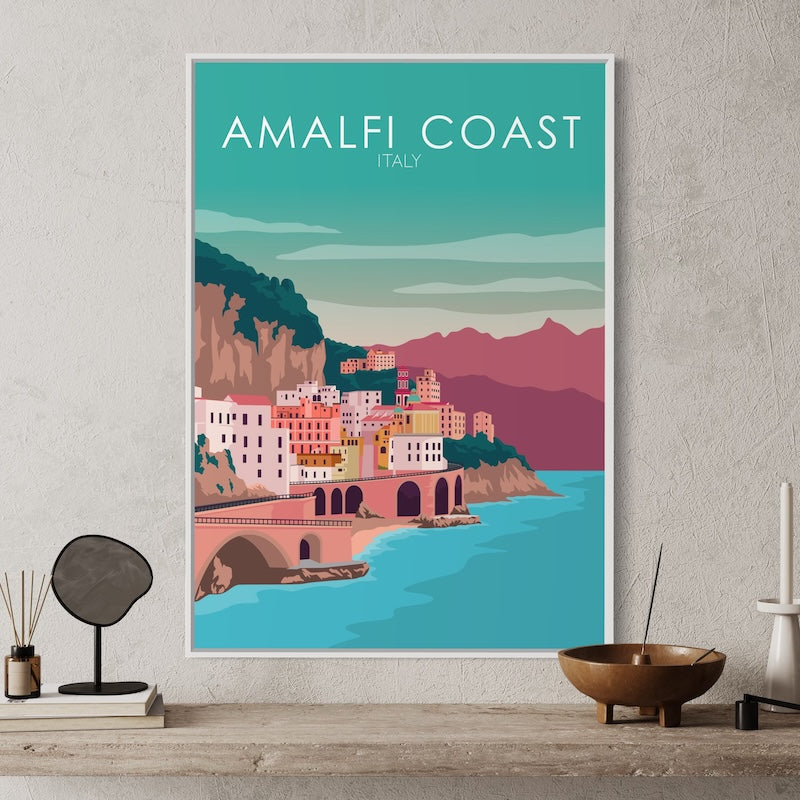 Amalfi Coast Pastel Poster | Amalfi Coast Pastel Print | Amalfi Coast Pastel Wall Art
