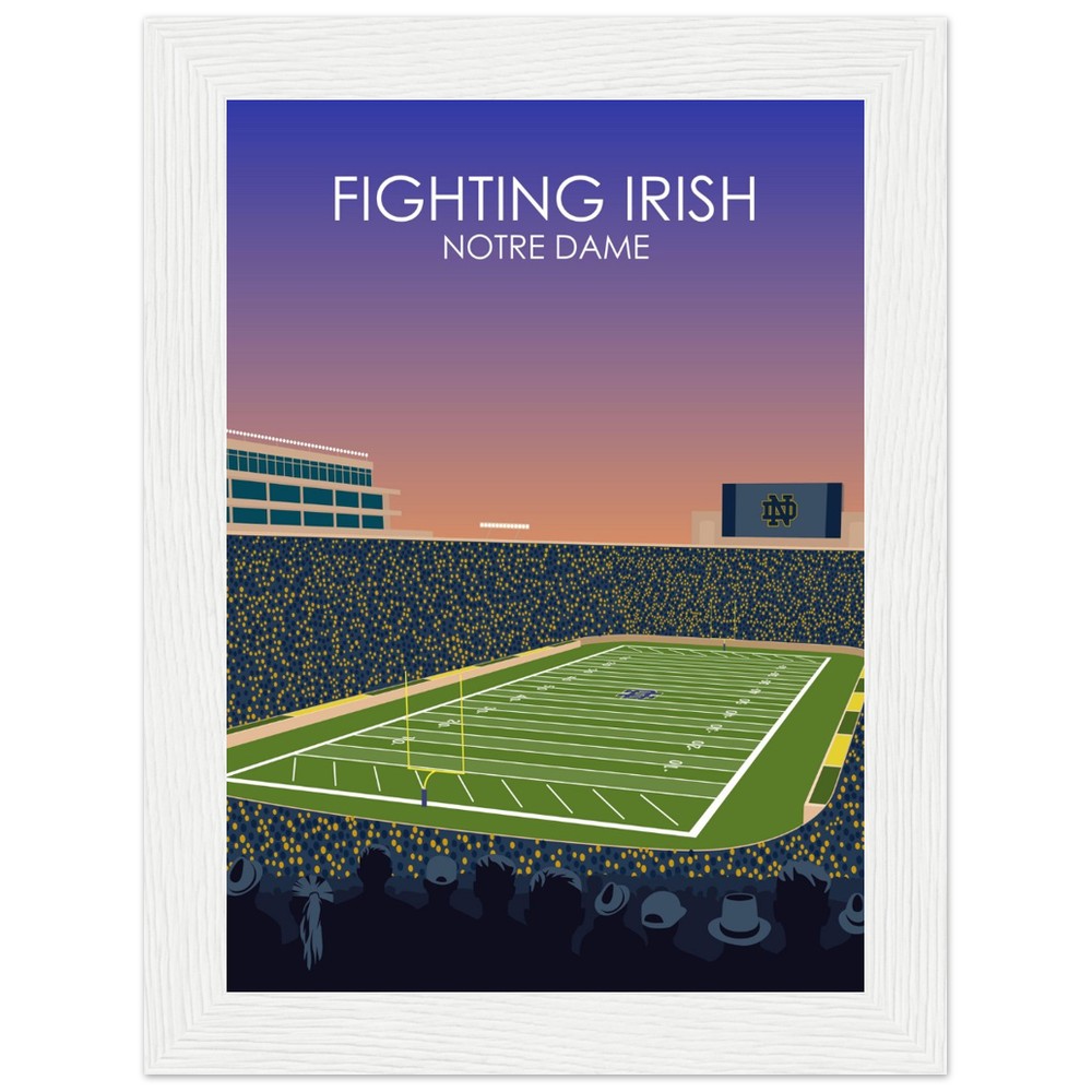 Notre Dame Stadium Poster | University of Notre Dame Fighting Irish College Football Stadium Print