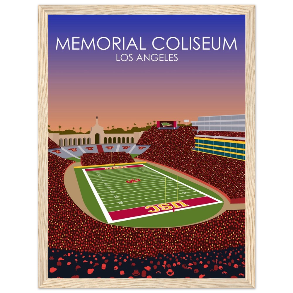 United Airlines Field at Los Angeles Memorial Coliseum Poster | USC Print | University of Southern California Football Stadium Print
