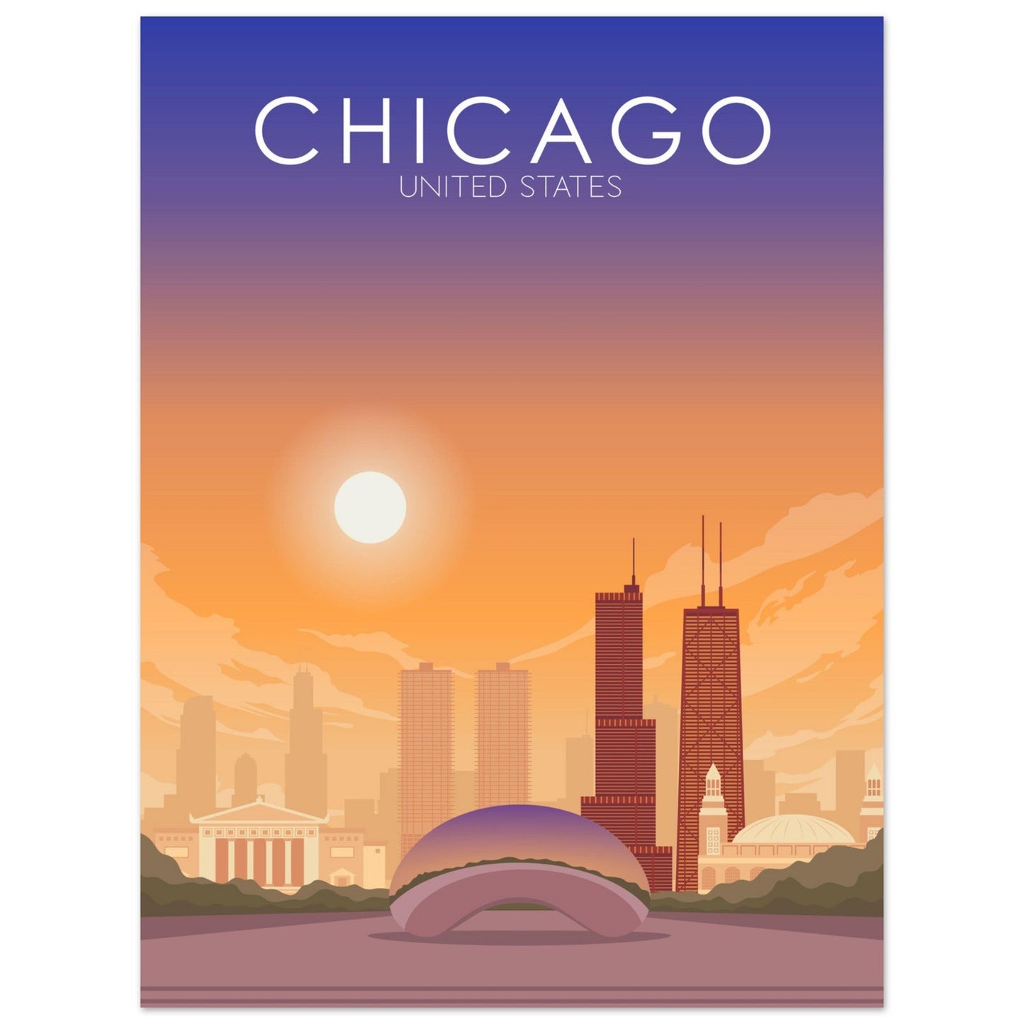 Chicago Poster | Chicago Wall Art | Chicago Sunset Print