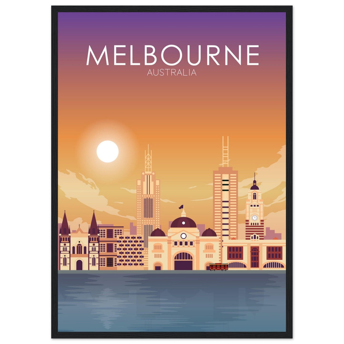 Melbourne Poster | Melbourne Wall Art | Melbourne Sunset Print