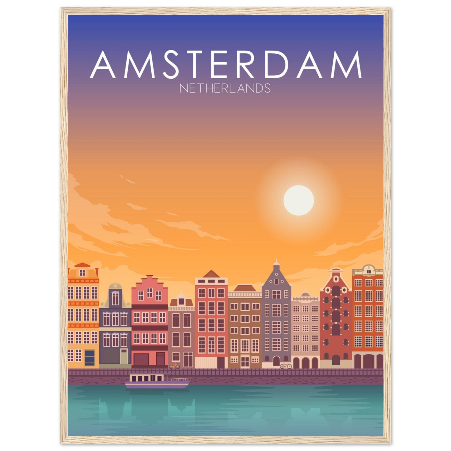 Amsterdam Poster | Amsterdam Wall Art | Amsterdam Sunset Print