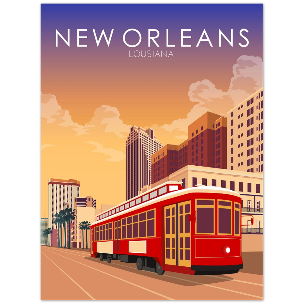New Orleans Poster | New Orleans Wall Art | New Orleans Sunset Print