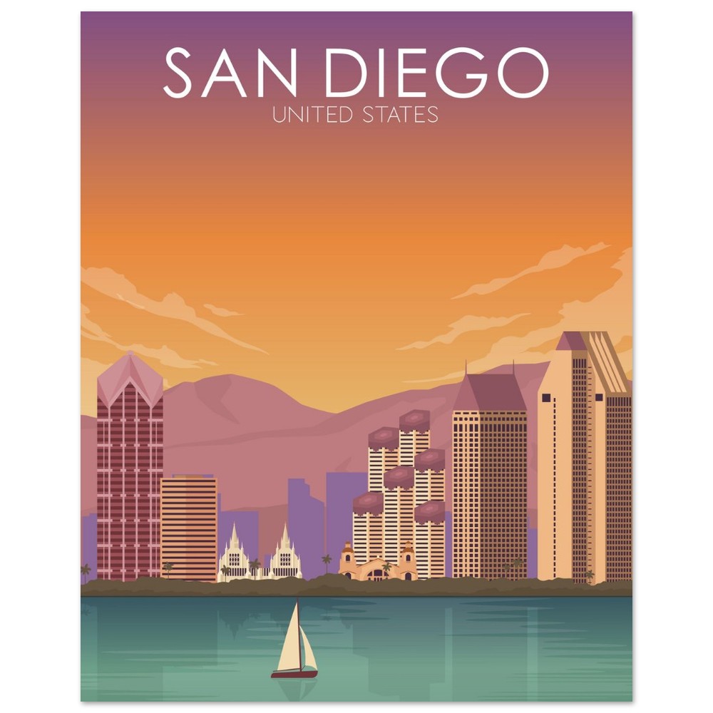 San Diego Poster | San Diego Wall Art | San Diego Sunset Print