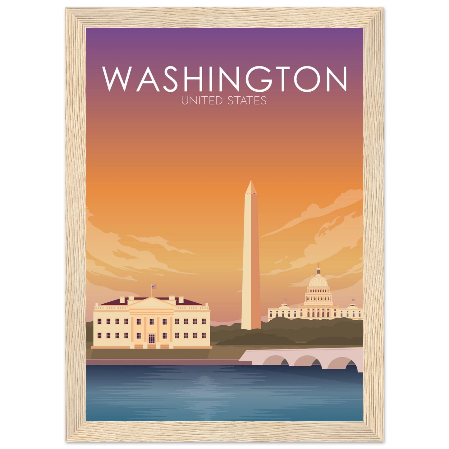 Washington Poster | Washington DC Wall Art | Washington DC Sunset Print