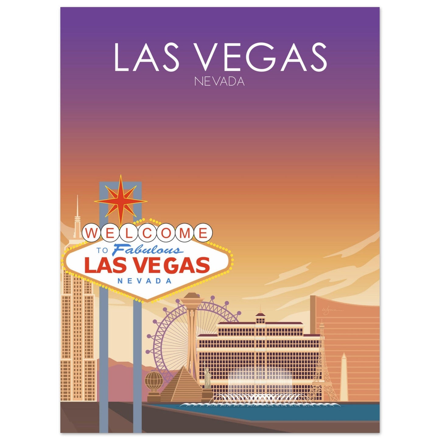 Las Vegas Poster | Las Vegas Wall Art | Las Vegas Sunset Print