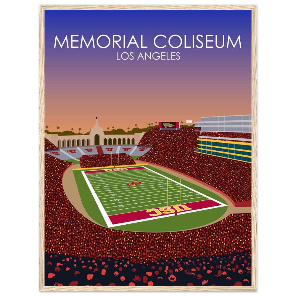 United Airlines Field at Los Angeles Memorial Coliseum Poster | USC Print | University of Southern California Football Stadium Print