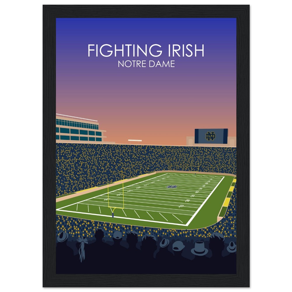 Notre Dame Stadium Poster | University of Notre Dame Fighting Irish College Football Stadium Print