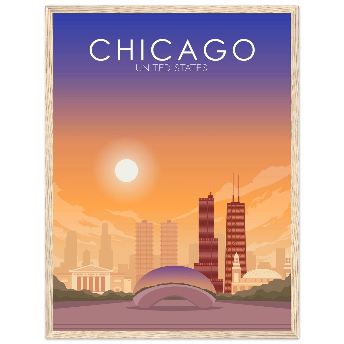 Chicago Poster | Chicago Wall Art | Chicago Sunset Print