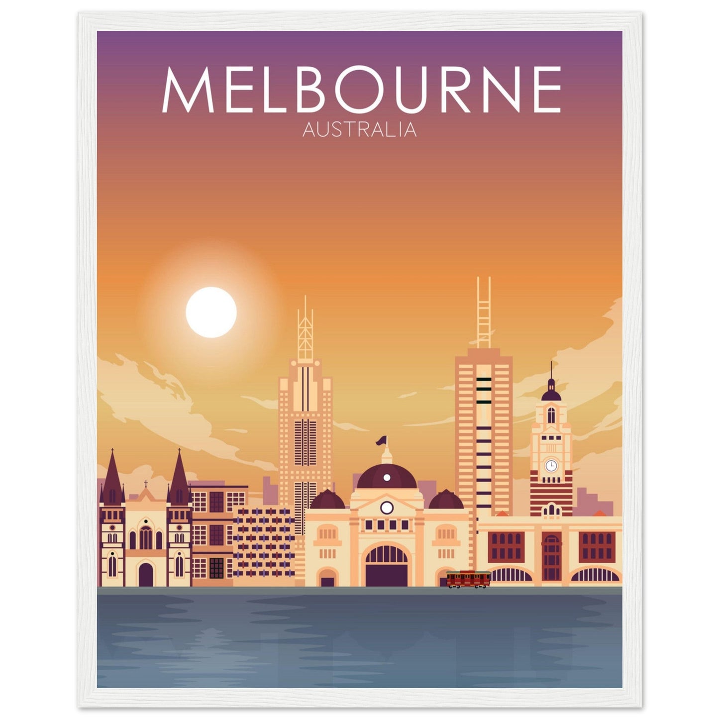 Melbourne Poster | Melbourne Wall Art | Melbourne Sunset Print